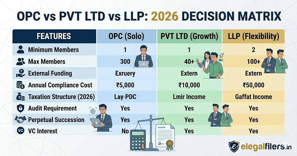 OPC vs Pvt Ltd vs LLP